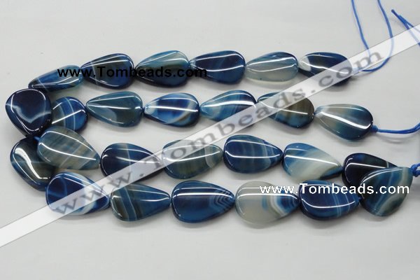 CAA342 15.5 inches 22*30mm flat teardrop blue line agate beads