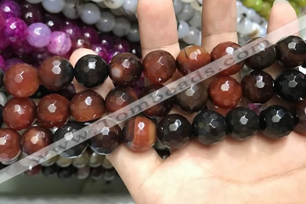 CAA3428 15 inches 14mm faceted round agate beads wholesale