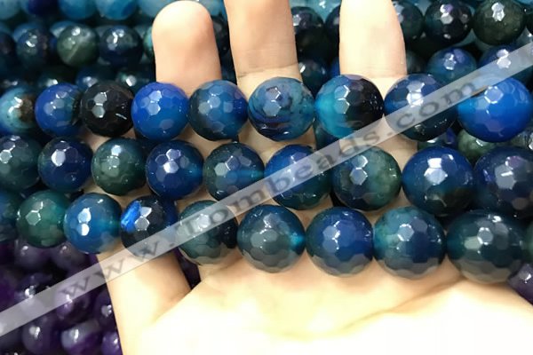 CAA3436 15 inches 14mm faceted round agate beads wholesale