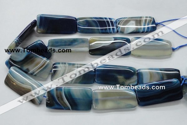 CAA344 15.5 inches 25*50mm rectangle blue line agate beads