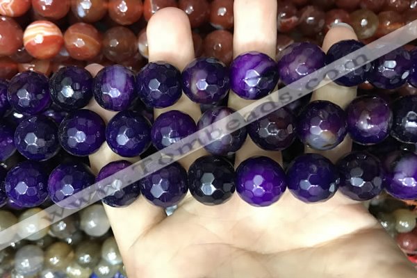 CAA3446 15 inches 16mm faceted round agate beads wholesale