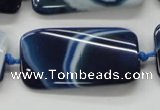 CAA345 15.5 inches 20*45mm twisted rectangle blue line agate beads