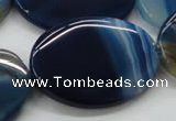 CAA346 15.5 inches 30*40mm oval blue line agate gemstone beads