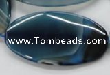 CAA347 15.5 inches 30*60mm oval blue line agate gemstone beads