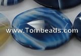 CAA351 15.5 inches 30*40mm faceted oval blue line agate beads