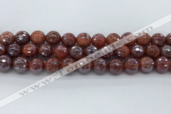 CAA3512 15.5 inches 12mm faceted round AB-color fire agate beads