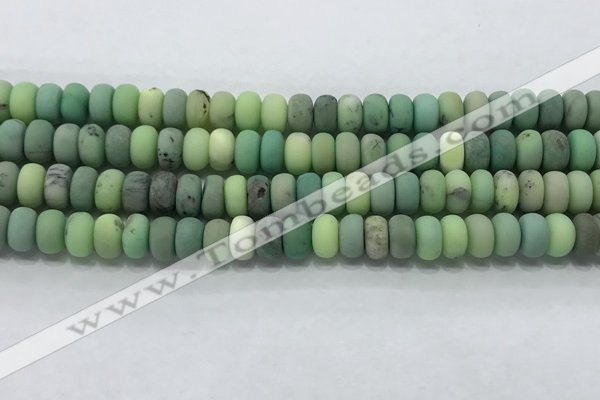 CAA3523 15.5 inches 5*8mm rondelle matte grass agate beads wholesale