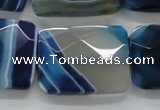 CAA353 15.5 inches 22*30mm faceted rectangle blue line agate beads