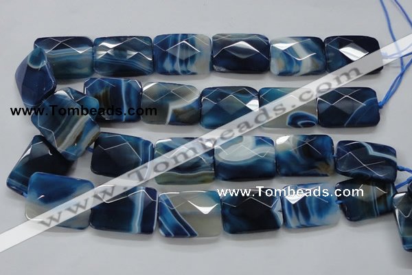 CAA353 15.5 inches 22*30mm faceted rectangle blue line agate beads