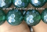 CAA3545 15.5 inches 10mm faceted round AB-color green agate beads