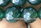 CAA3546 15.5 inches 12mm faceted round AB-color green agate beads