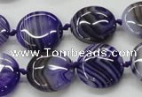 CAA355 15.5 inches 18mm flat round violet line agate gemstone beads