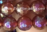 CAA3550 15.5 inches 8mm faceted round AB-color red agate beads