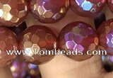 CAA3551 15.5 inches 10mm faceted round AB-color red agate beads