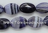 CAA357 15.5 inches 13*18mm faceted oval violet line agate beads