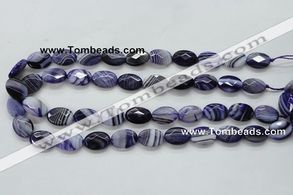 CAA357 15.5 inches 13*18mm faceted oval violet line agate beads