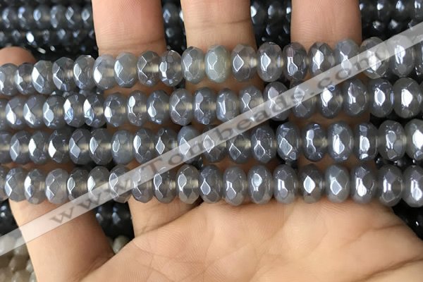 CAA3571 15.5 inches 5*8mm faceted rondelle AB-color grey agate beads