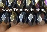 CAA3573 15.5 inches 5*8mm faceted rondelle AB-color black agate beads