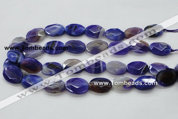 CAA358 15.5 inches 18*25mm faceted oval violet line agate beads