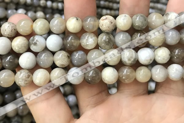 CAA3583 15.5 inches 8mm round ocean fossil agate beads wholesale