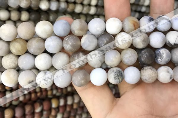 CAA3589 15.5 inches 10mm round matte ocean fossil agate beads