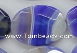 CAA359 15.5 inches 30*40mm faceted oval violet line agate beads