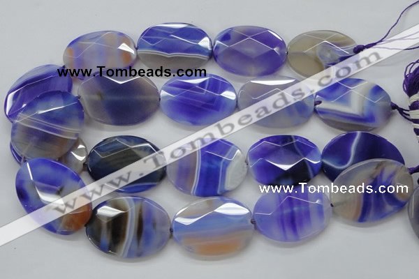 CAA359 15.5 inches 30*40mm faceted oval violet line agate beads