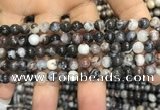 CAA3591 15.5 inches 4mm round black zebra agate beads wholesale