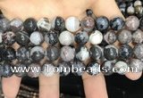 CAA3594 15.5 inches 10mm round black zebra agate beads wholesale