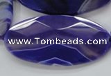 CAA360 15.5 inches 30*40mm faceted oval violet line agate beads