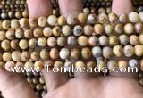 CAA3602 15.5 inches 6mm round yellow crazy lace agate beads