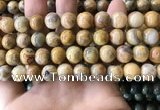 CAA3604 15.5 inches 10mm round yellow crazy lace agate beads