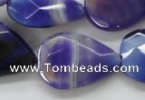 CAA361 15.5 inches 22*30mm faceted teardrop violet line agate beads