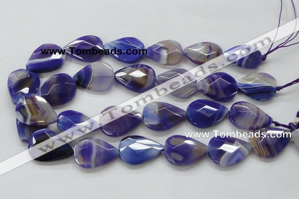 CAA361 15.5 inches 22*30mm faceted teardrop violet line agate beads