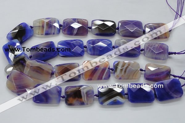 CAA362 15.5 inches 25*30mm faceted rectangle violet line agate beads