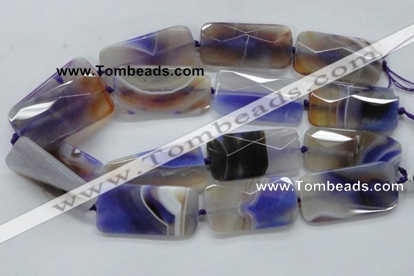 CAA363 15.5 inches 25*50mm faceted rectangle violet line agate beads