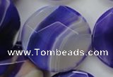 CAA364 15.5 inches 34mm faceted coin violet line agate beads