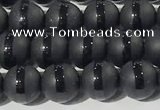 CAA3650 15.5 inches 6mm round matte & carved black agate beads