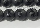 CAA3675 15.5 inches 6mm round matte & carved black agate beads