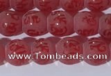 CAA3686 15.5 inches 6mm round matte & carved red agate beads