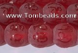 CAA3687 15.5 inches 8mm round matte & carved red agate beads