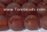 CAA3688 15.5 inches 10mm round matte & carved red agate beads