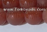 CAA3689 15.5 inches 12mm round matte & carved red agate beads