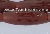 CAA3695 15.5 inches 10*30mm rice matte & carved red agate beads