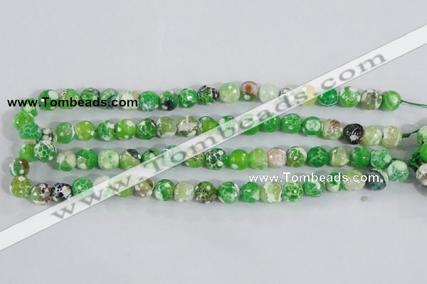 CAA370 15.5 inches 8mm faceted round fire crackle agate beads