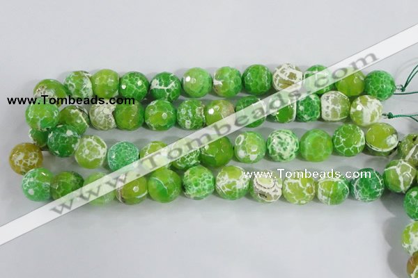 CAA372 15.5 inches 12mm faceted round fire crackle agate beads