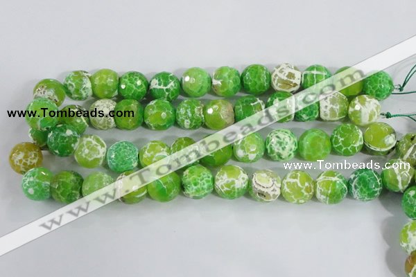 CAA373 15.5 inches 14mm faceted round fire crackle agate beads