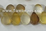 CAA3751 Top drilled 5*8mm flat teardrop line agate beads