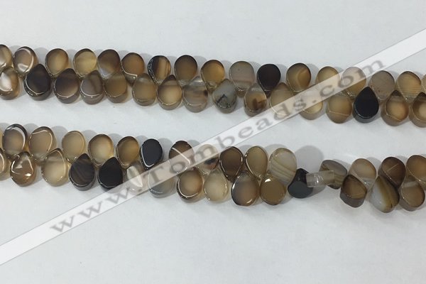 CAA3753 Top drilled 5*8mm flat teardrop line agate beads