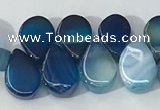 CAA3755 Top drilled 5*8mm flat teardrop line agate beads